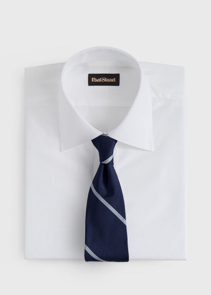 Woven Silk Regimental Stripe Tie Blue/Gold - Paul Stuart