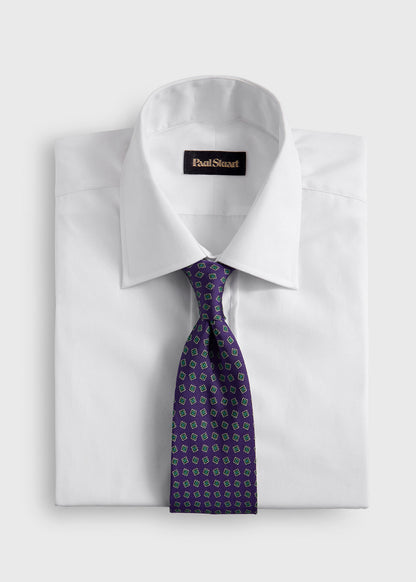 Silk Tile Motif Tie Light Blue - Paul Stuart