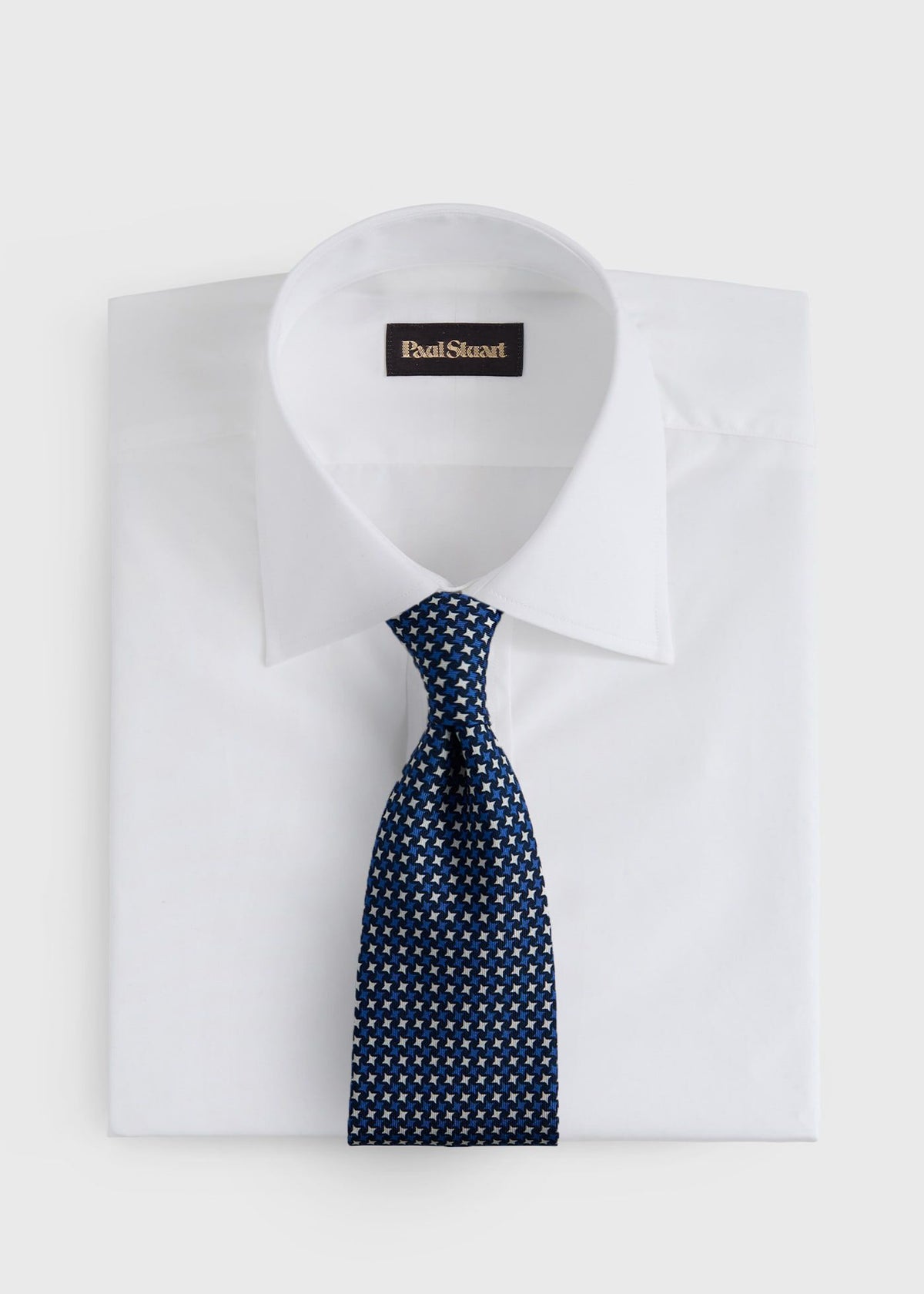 Silk Micro Star Tie Navy - Paul Stuart