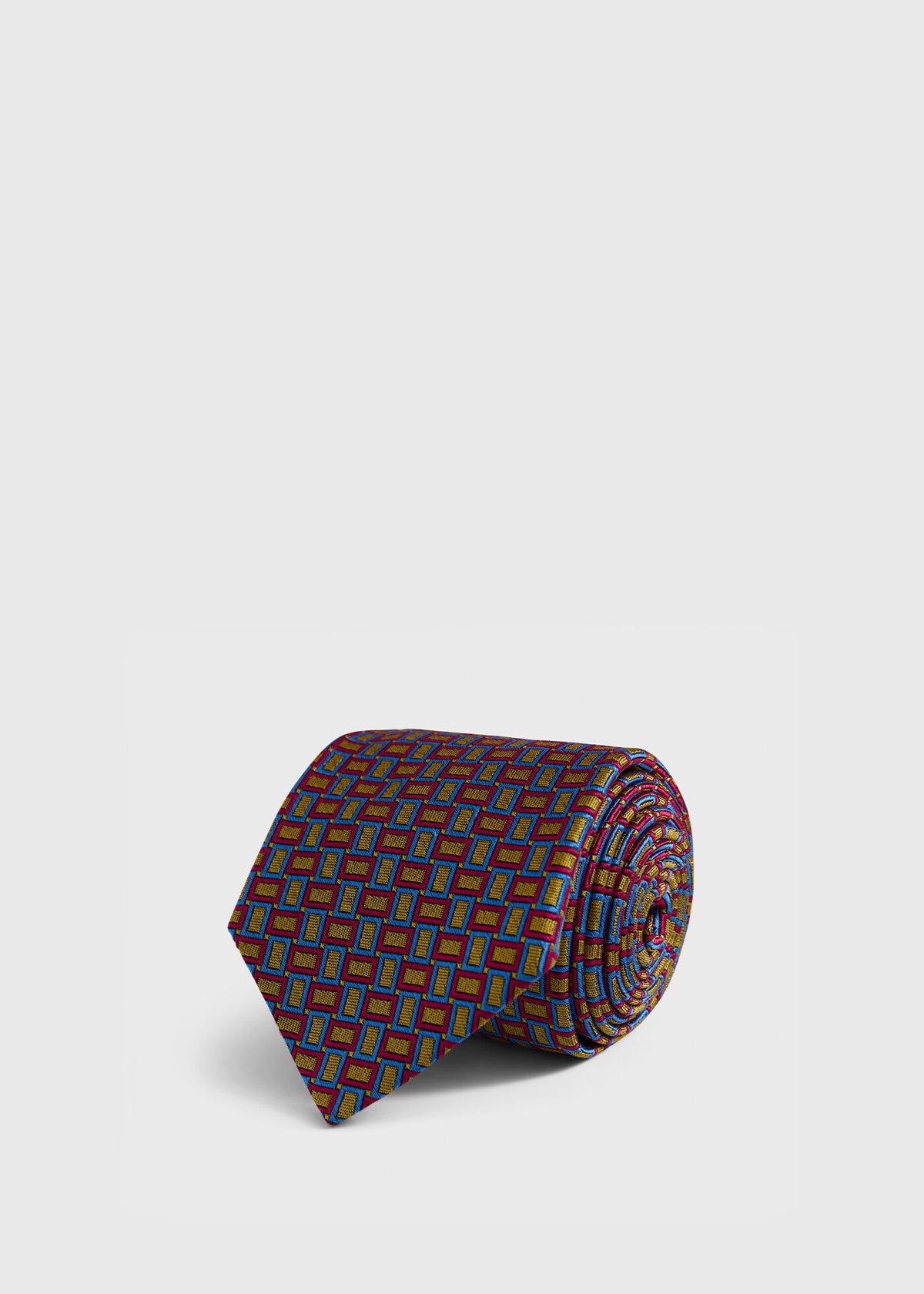 Silk Diamond Trellis Motif Tie Purple/Green - Paul Stuart