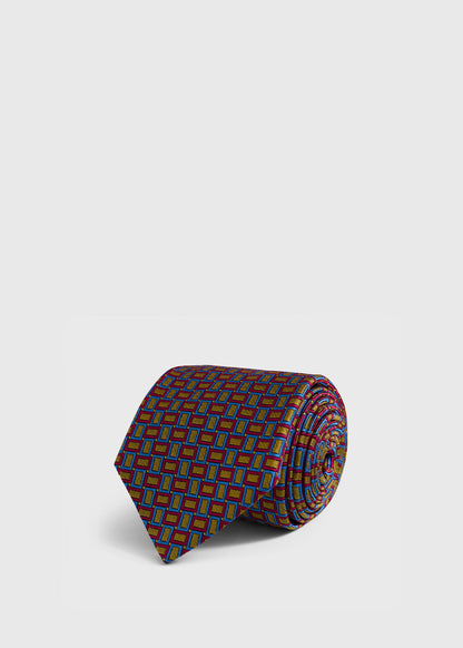 Silk Diamond Trellis Motif Tie Purple/Green - Paul Stuart