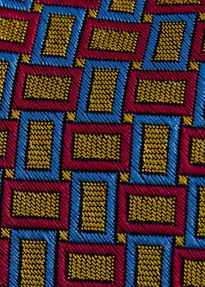 Silk Diamond Trellis Motif Tie Purple/Green - Paul Stuart