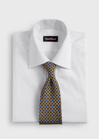 Silk Geometric Floral Medallion Tie Gold - Paul Stuart