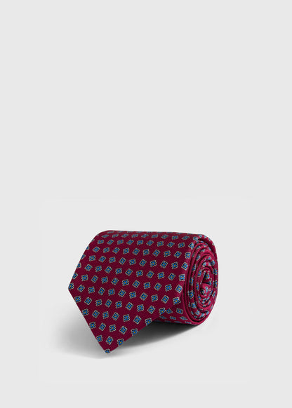 Silk Tile Motif Tie Light Blue - Paul Stuart