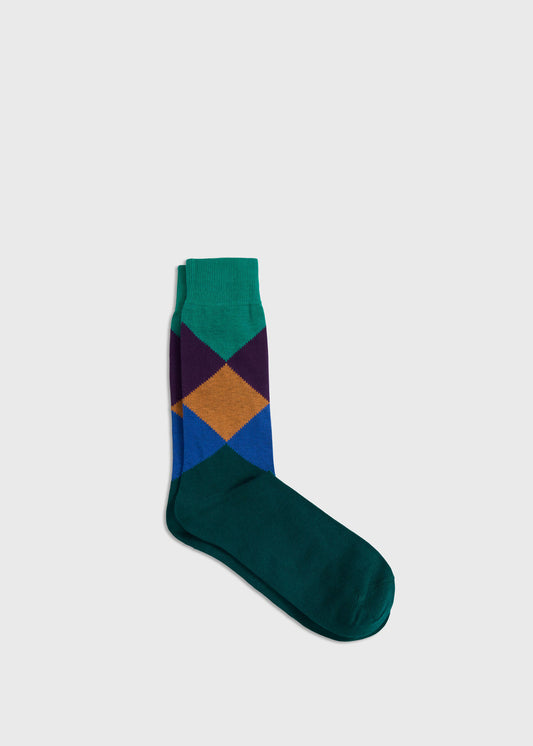Argyle Crew Sock Green - Paul Stuart