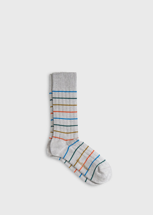 Colorful Striped Summer Sock Blue - Paul Stuart
