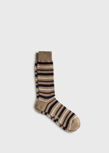 Horizontal Stripe Sock Brown - Paul Stuart