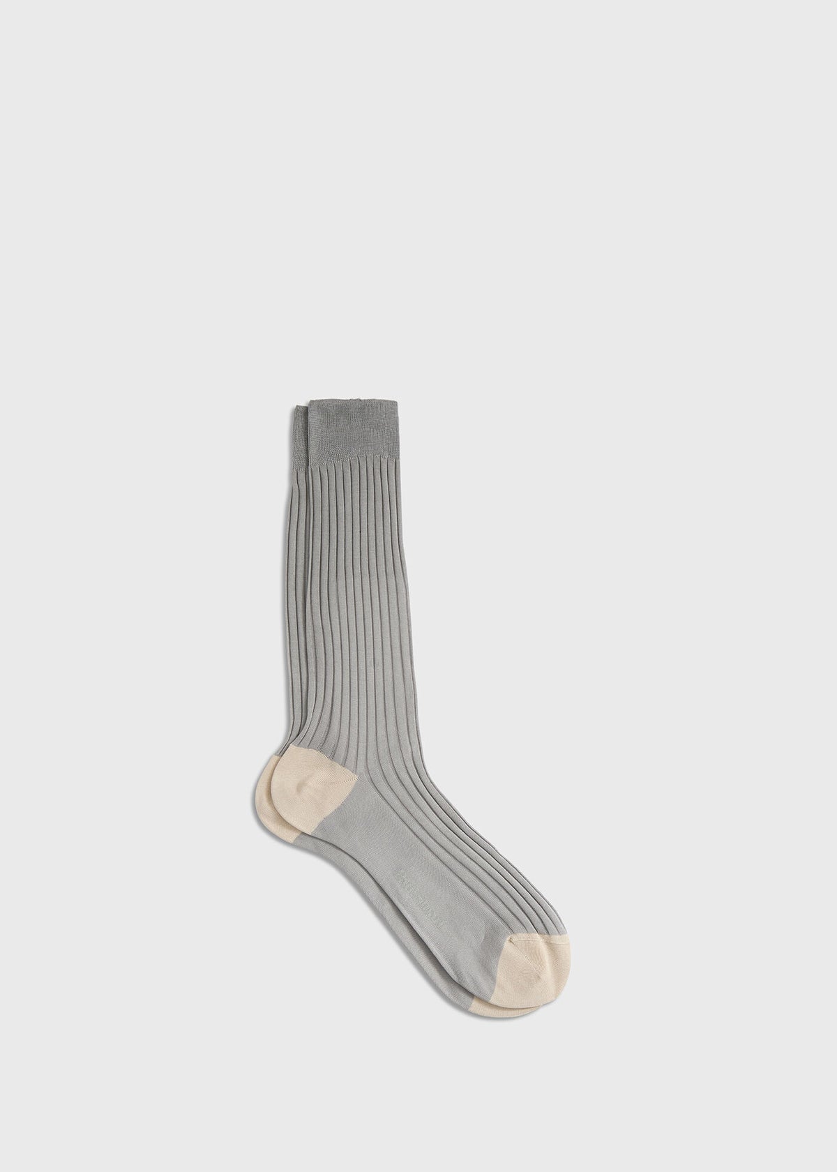Two-Tone Ribbed Crew Sock Light Grey - Paul Stuart