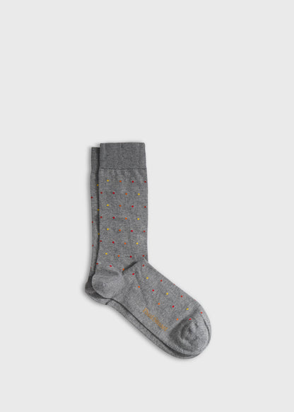 Micro Poka-Dot Crew Sock Grey - Paul Stuart
