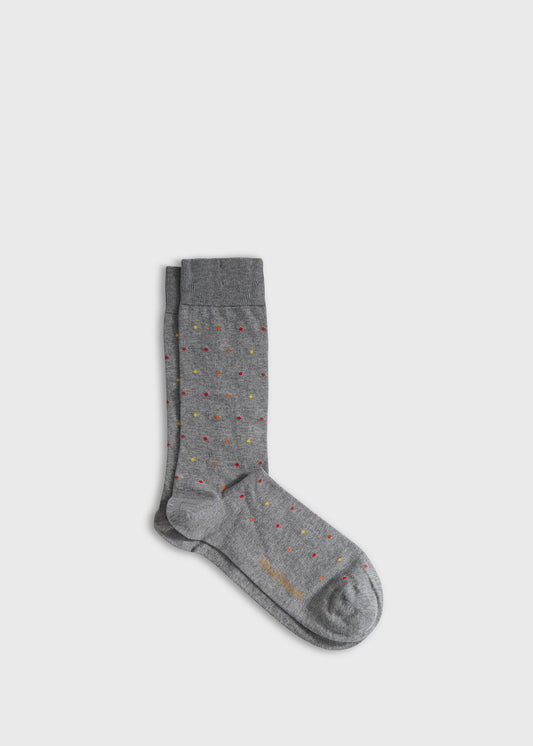 Micro Poka-Dot Crew Sock Grey - Paul Stuart