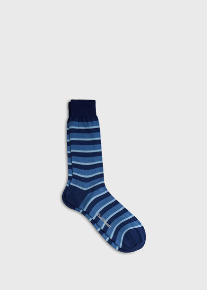 Horizontal Stripe Sock Blue - Paul Stuart