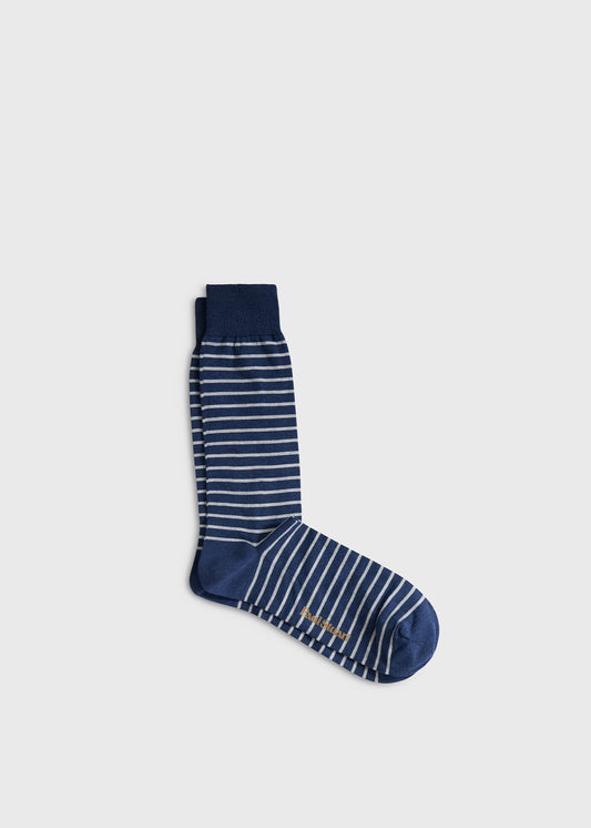 Two-Tone Stripe Sock Black - Paul Stuart