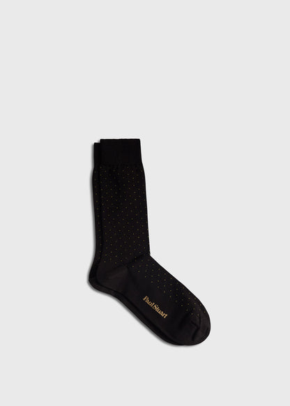Micro-Dot Crew Sock Black - Paul Stuart