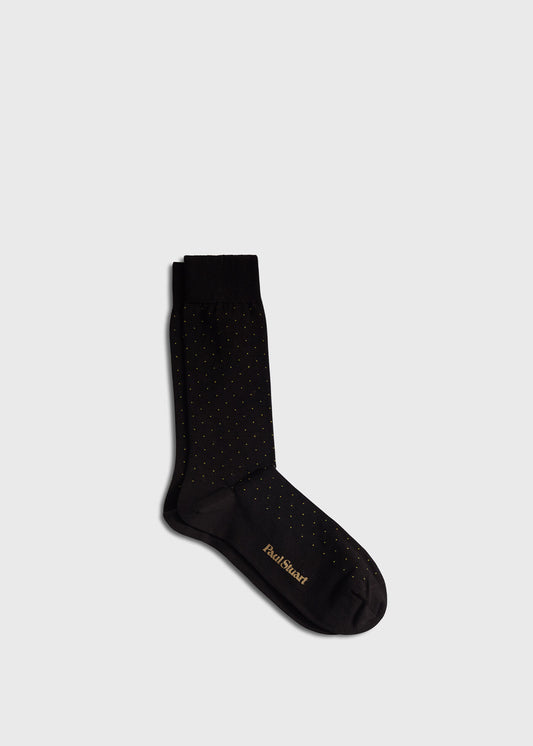 Micro-Dot Crew Sock Black - Paul Stuart