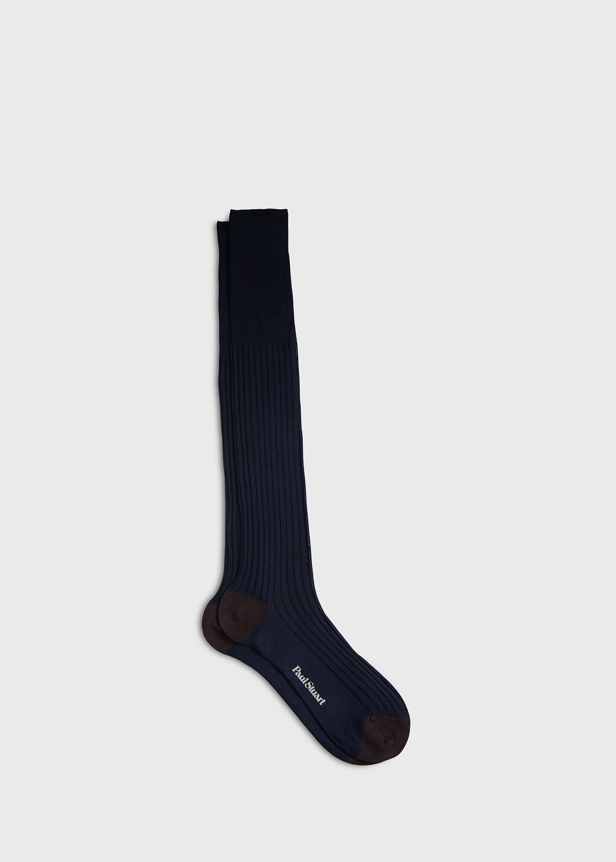 Two-Tone Ribbed Sock Navy/Brown - Paul Stuart