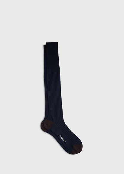 Two-Tone Ribbed Sock Navy/Brown - Paul Stuart