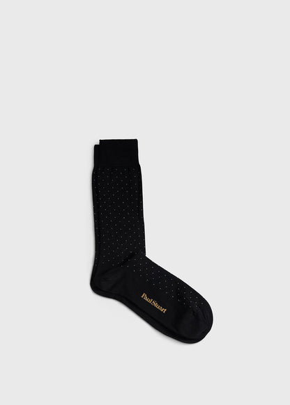 Micro-Dot Crew Sock Black - Paul Stuart