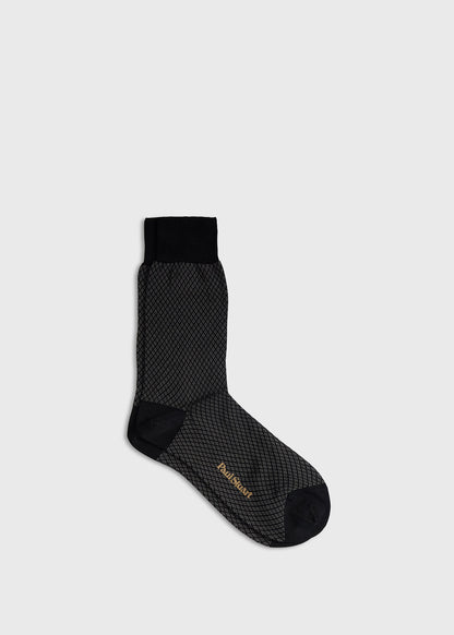 Micro Diamond Pattern Sock Black - Paul Stuart