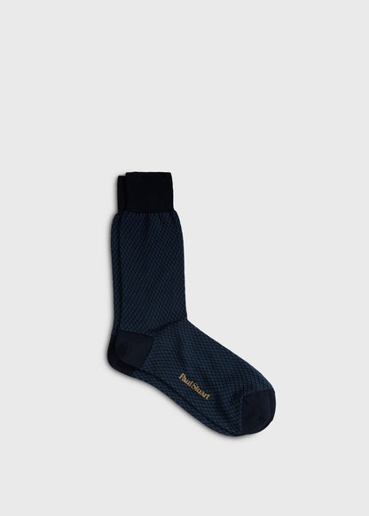 Micro Diamond Pattern Sock Black - Paul Stuart