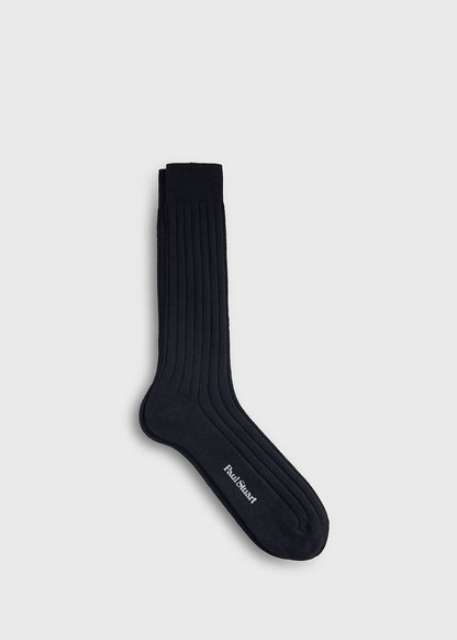 Cashmere Ribbed Crew Sock Black - Paul Stuart
