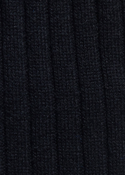 Cashmere Ribbed Crew Sock Black - Paul Stuart