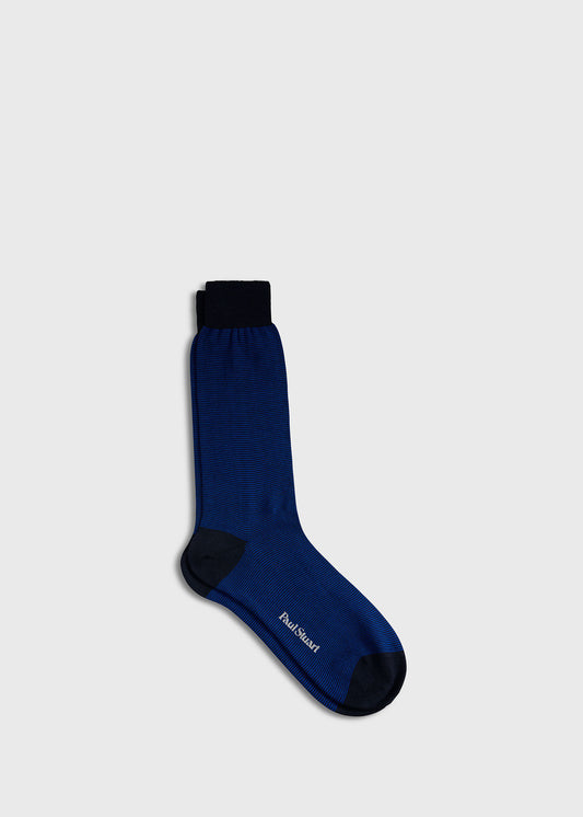 Wool Mini Two-Tone Stripe Sock Blue/Dark Blue - Paul Stuart