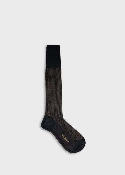 Wool Micro Houndstooth Sock Burgundy, unselectable - Paul Stuart