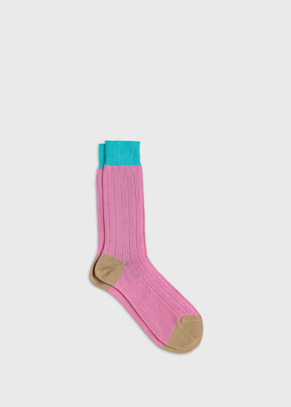 Mercerized Cotton Ribbed Sock Berry - Paul Stuart