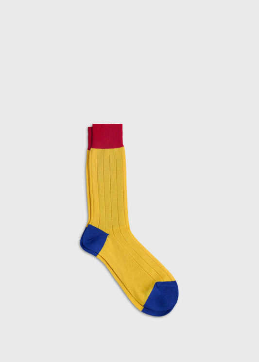 Mercerized Cotton Ribbed Sock Berry - Paul Stuart