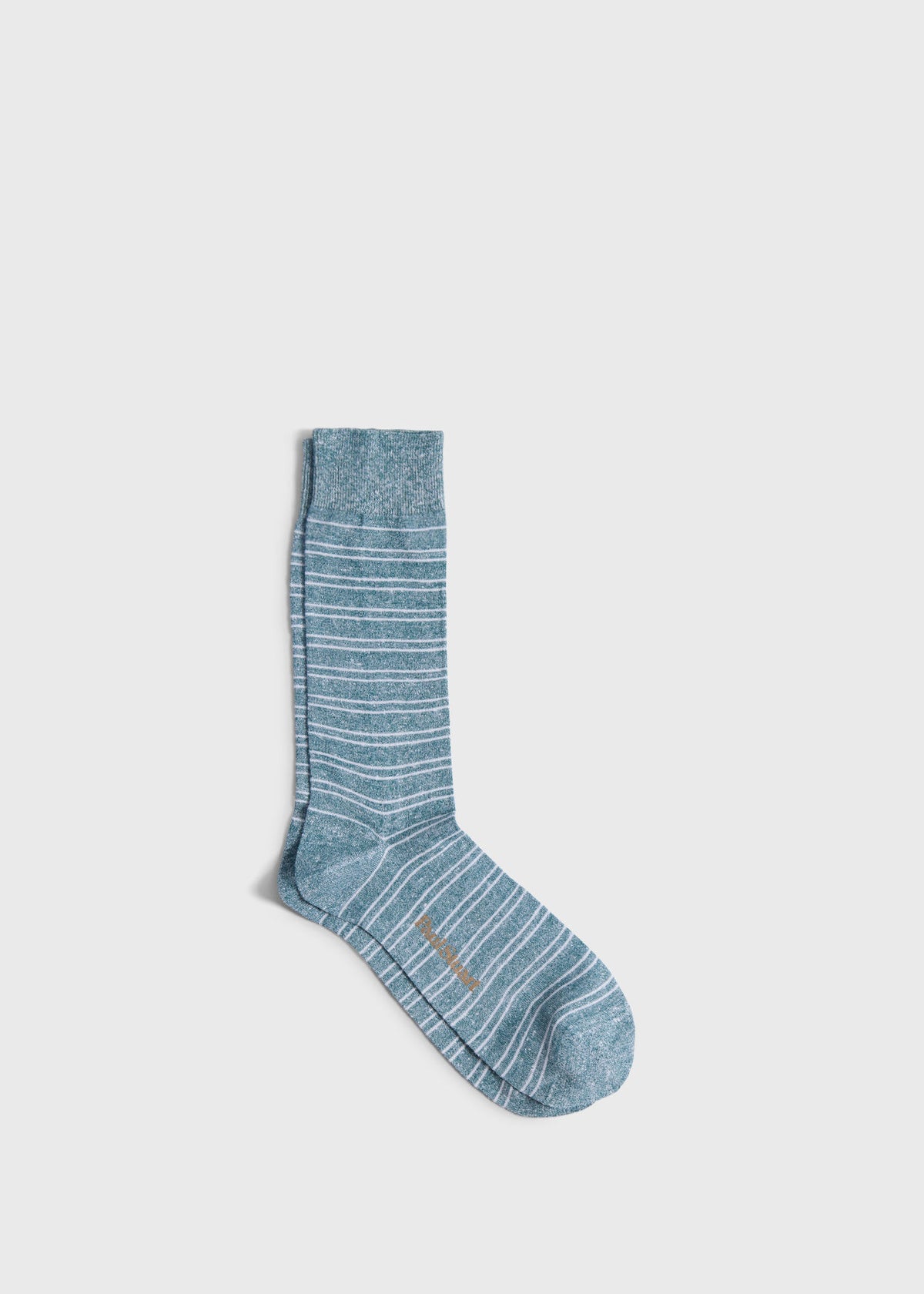 Linen & Cotton Double Stripe Sock Mint - Paul Stuart