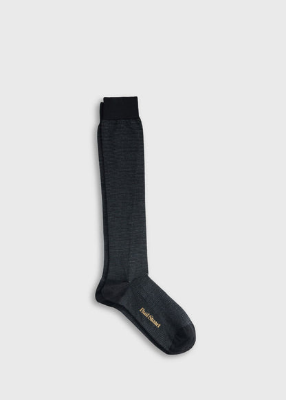 Two Tone Stripe Sock Charcoal - Paul Stuart