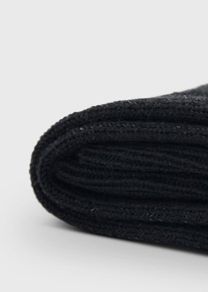 Wool & Cotton Shadow Stripe Sock Black - Paul Stuart