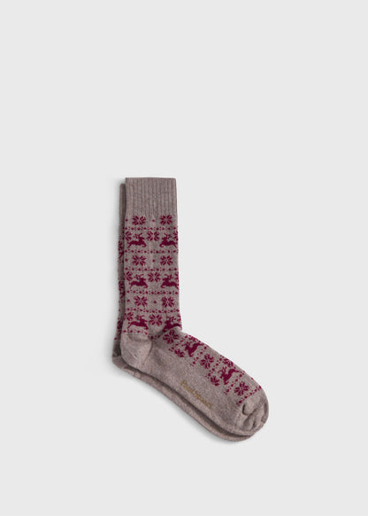 Reindeer & Snowflake Sock Green - Paul Stuart