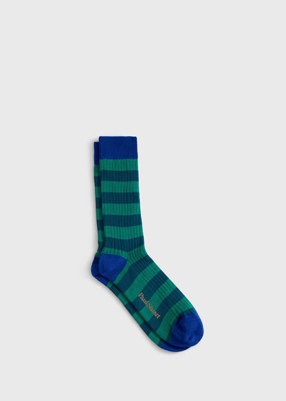 Rugby Stripe Sock Green - Paul Stuart