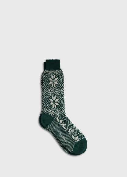 Wool Blend Snowflake Sock Green - Paul Stuart