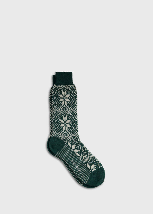 Wool Blend Snowflake Sock Green - Paul Stuart