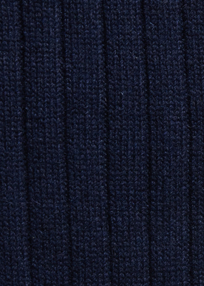 Cashmere Ribbed Crew Sock Black - Paul Stuart