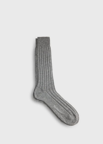 Cashmere Ribbed Crew Sock Black - Paul Stuart