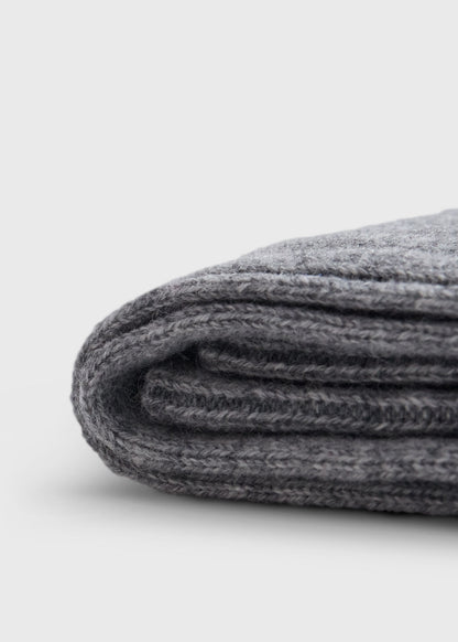 Cashmere Ribbed Crew Sock Black - Paul Stuart