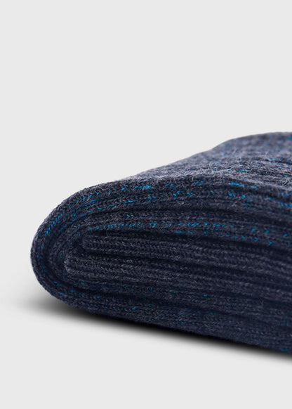 Wool & Cotton Shadow Stripe Sock Black - Paul Stuart