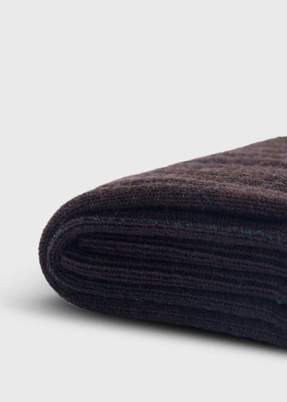Wool & Cotton Shadow Stripe Sock Black - Paul Stuart