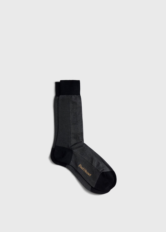 Two-Tone Oxford Sock Black - Paul Stuart