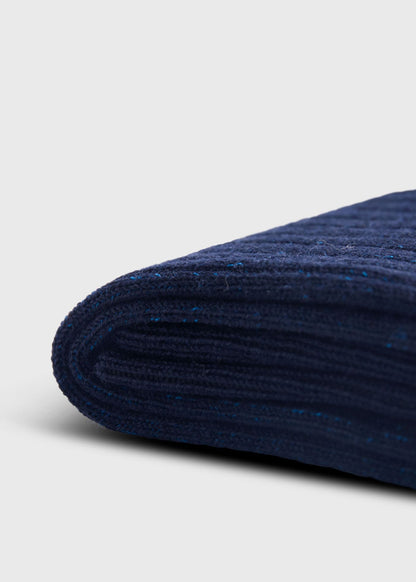 Wool & Cotton Shadow Stripe Sock Black - Paul Stuart