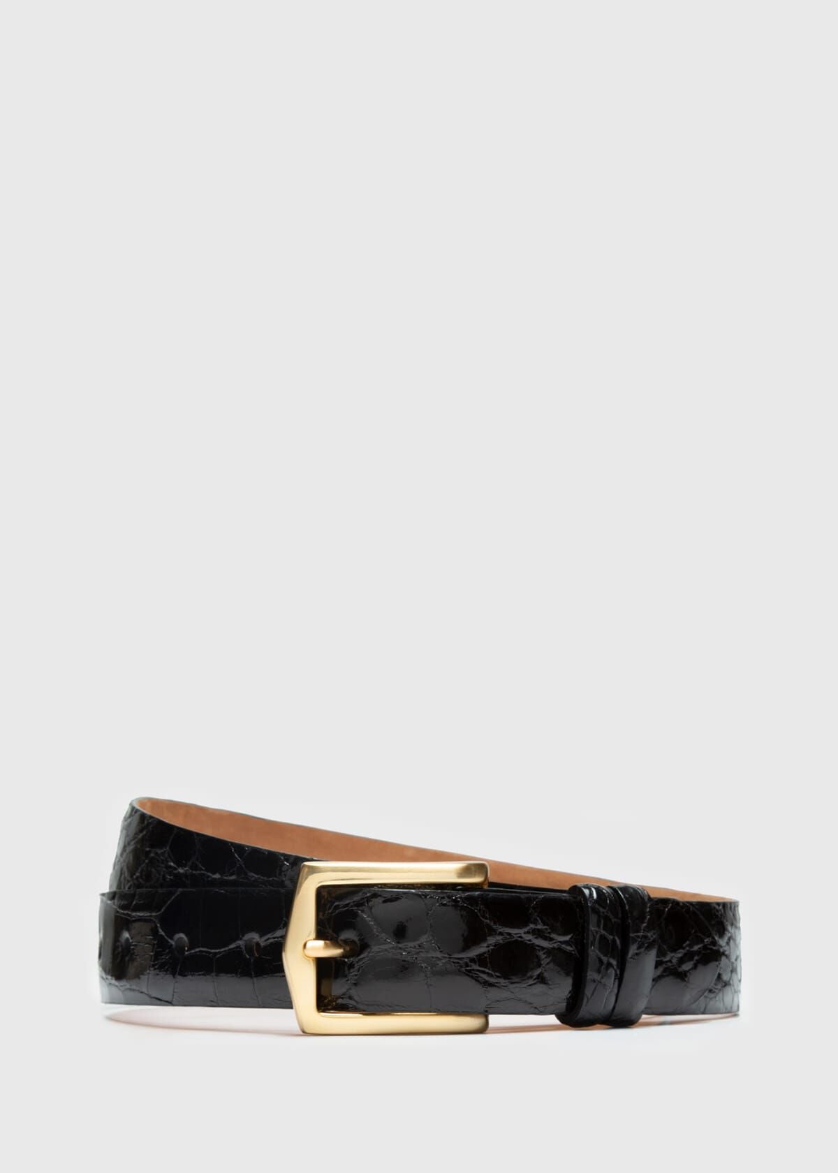 Men's Glazed Alligator Belt in Black - Paul Stuart Black - Paul Stuart
