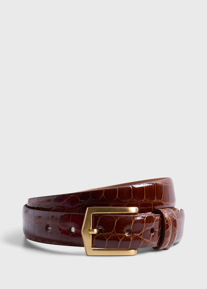 Men's Glazed Alligator Belt in Gold - Paul Stuart Black - Paul Stuart