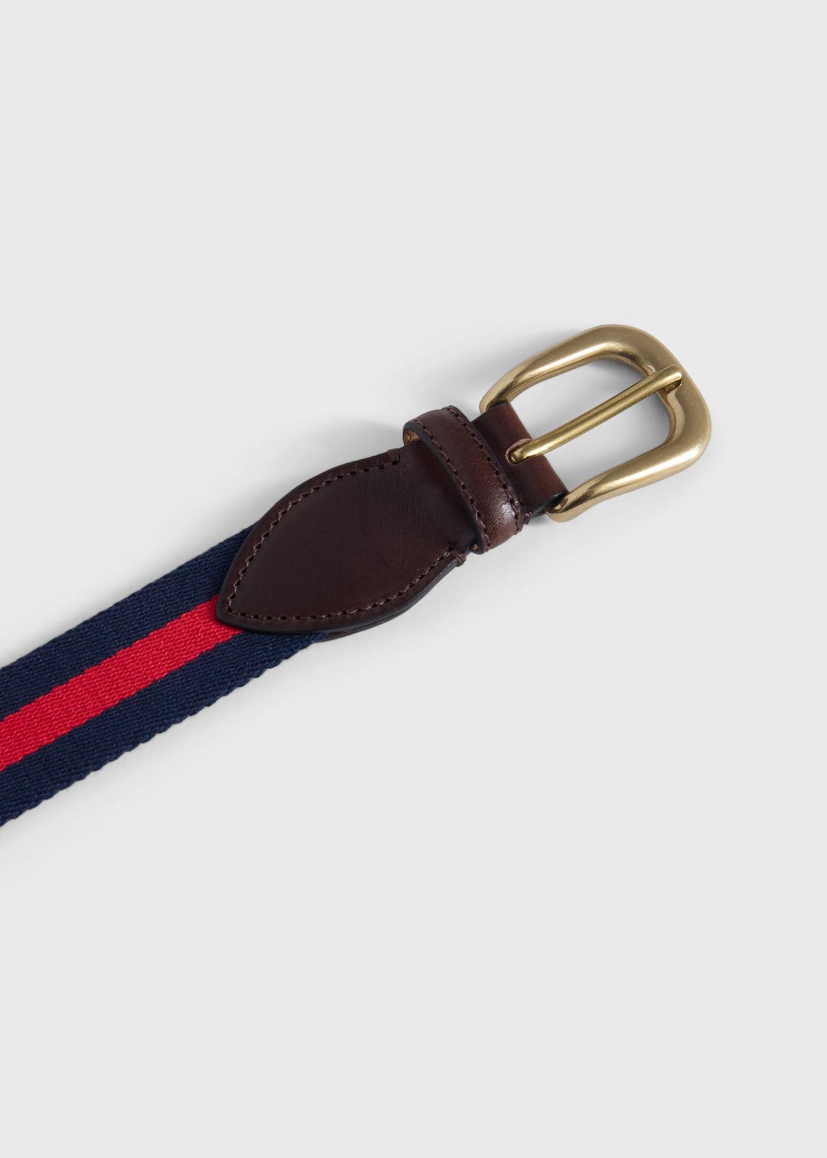 Striped Belt with Leather Trim Navy/Red - Paul Stuart