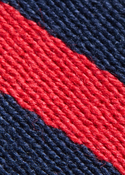 Striped Belt with Leather Trim Navy/Red - Paul Stuart