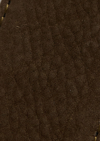 Nubuck Suede Belt with Gold Buckle Dark Brown - Paul Stuart