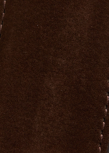 Nubuck Suede Belt with Gold Buckle Dark Brown - Paul Stuart