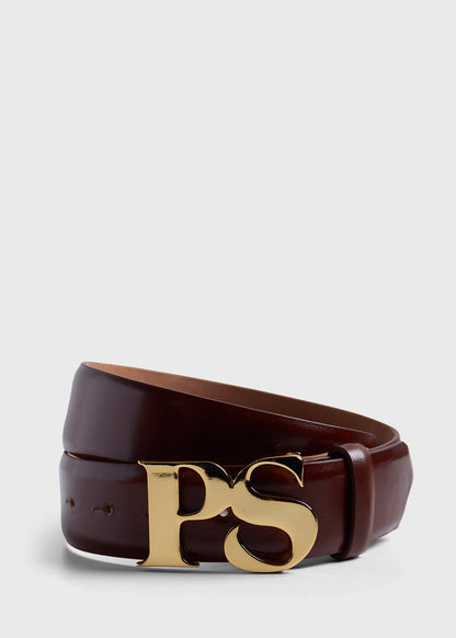 PS Brass Logo Leather Belt Cognac - Paul Stuart